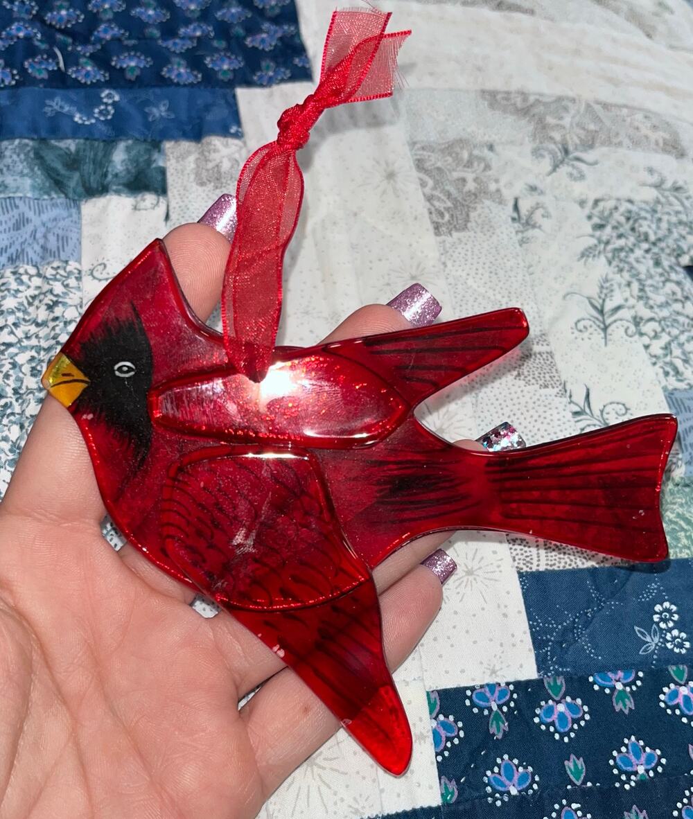 Vintage Red Glass Cardinal Ornament